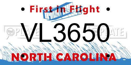 VL3650 North Carolina License Plate