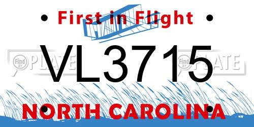VL3715 North Carolina License Plate
