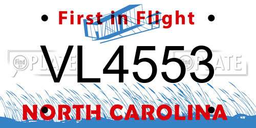 VL4553 North Carolina License Plate
