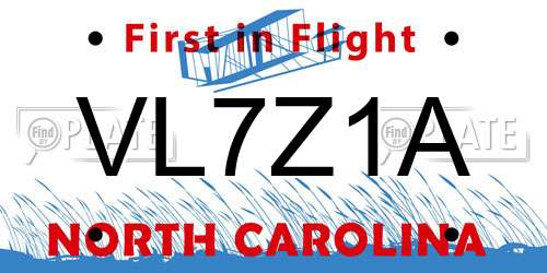 VL7Z1A North Carolina License Plate
