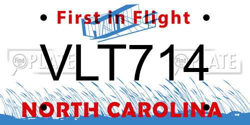 VLT714 North Carolina License Plate