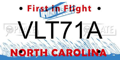 VLT71A North Carolina License Plate