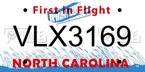 VLX3169 North Carolina License Plate