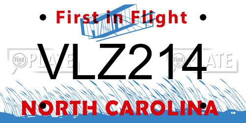 VLZ214 North Carolina License Plate