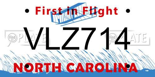 VLZ714 North Carolina License Plate