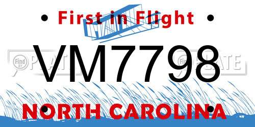 VM7798 North Carolina License Plate