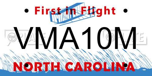 VMA10M North Carolina License Plate