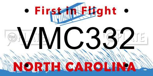 VMC332 North Carolina License Plate