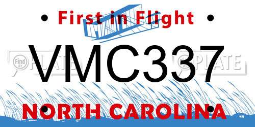 VMC337 North Carolina License Plate