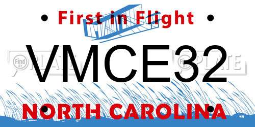 VMCE32 North Carolina License Plate
