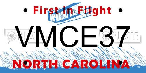 VMCE37 North Carolina License Plate