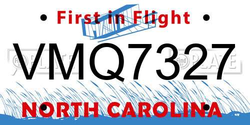 VMQ7327 North Carolina License Plate