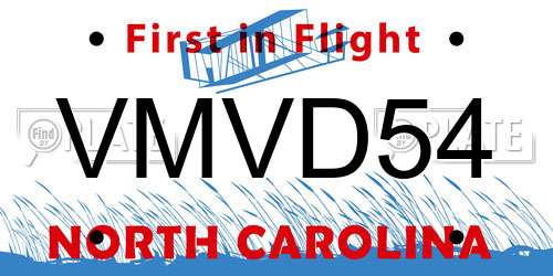 VMVD54 North Carolina License Plate