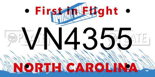 VN4355 North Carolina License Plate