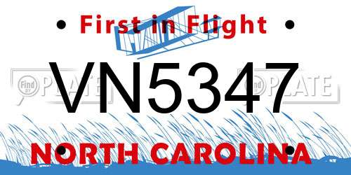 VN5347 North Carolina License Plate