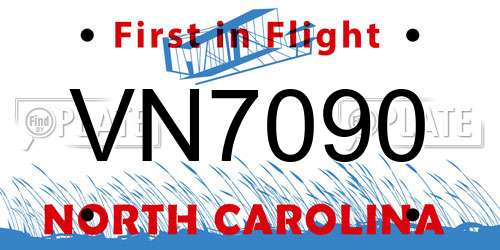 VN7090 North Carolina License Plate