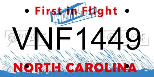 VNF1449 North Carolina License Plate
