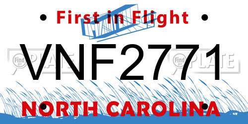 VNF2771 North Carolina License Plate