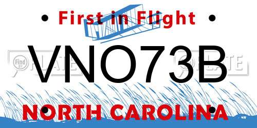 VNO73B North Carolina License Plate