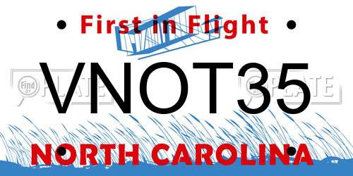 VNOT35 North Carolina License Plate