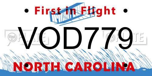 VOD779 North Carolina License Plate