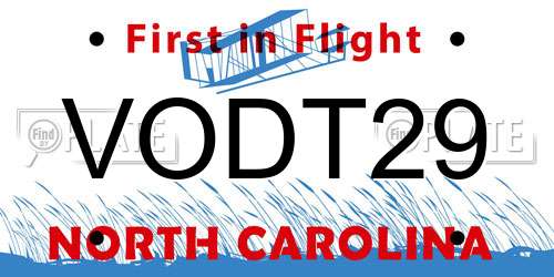 VODT29 North Carolina License Plate