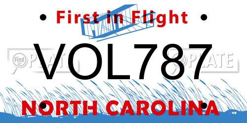 VOL787 North Carolina License Plate
