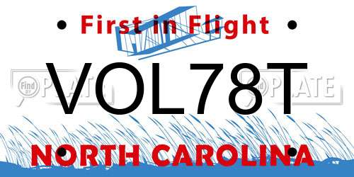 VOL78T North Carolina License Plate