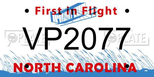 VP2077 North Carolina License Plate
