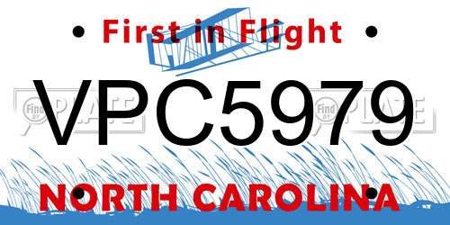 VPC5979 North Carolina License Plate