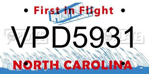 VPD5931 North Carolina License Plate