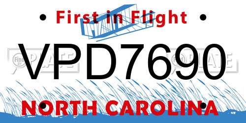 VPD7690 North Carolina License Plate