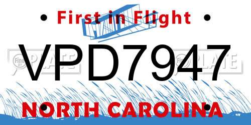 VPD7947 North Carolina License Plate