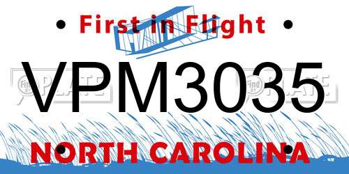 VPM3035 North Carolina License Plate