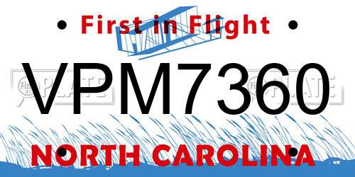 VPM7360 North Carolina License Plate
