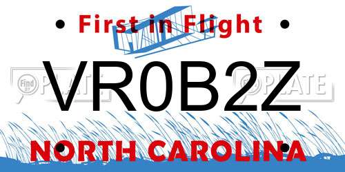 VR0B2Z North Carolina License Plate