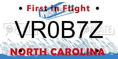 VR0B7Z North Carolina License Plate