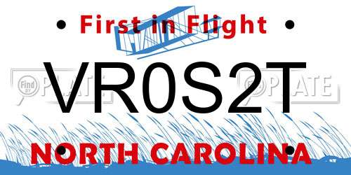 VR0S2T North Carolina License Plate