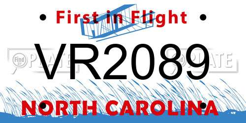 VR2089 North Carolina License Plate