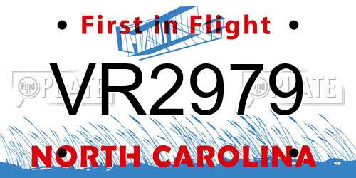 VR2979 North Carolina License Plate