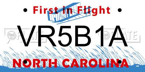 VR5B1A North Carolina License Plate
