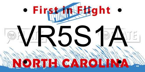 VR5S1A North Carolina License Plate