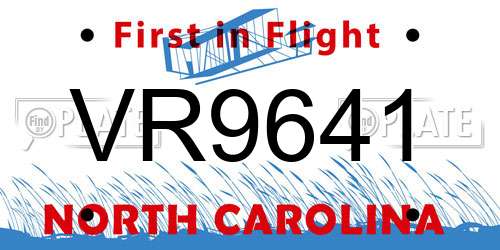 VR9641 North Carolina License Plate