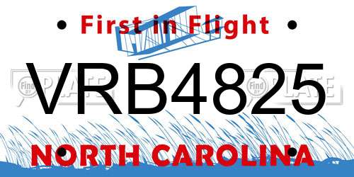 VRB4825 North Carolina License Plate