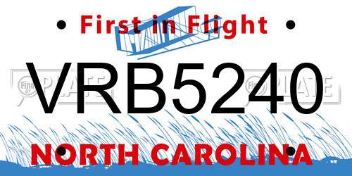 VRB5240 North Carolina License Plate