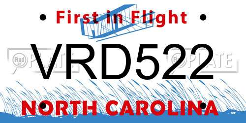 VRD522 North Carolina License Plate