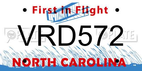 VRD572 North Carolina License Plate