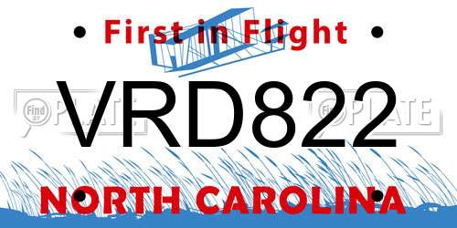 VRD822 North Carolina License Plate