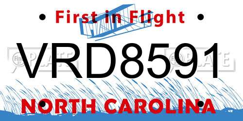 VRD8591 North Carolina License Plate