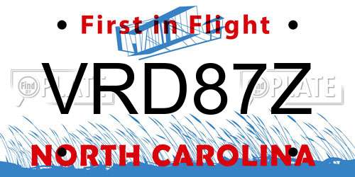 VRD87Z North Carolina License Plate